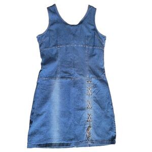 BJS Denim Bodycon Tank Dress. Lace up thigh Medium